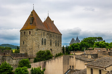 Obraz premium Narbonnaise Gate Seen from Inside the Ramparts of the Cité de Carcassonne