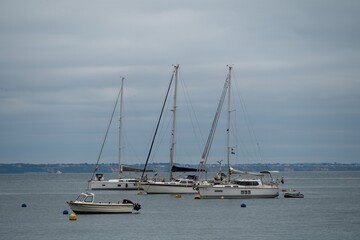 yachts in the harbour at Swanage Dorset England