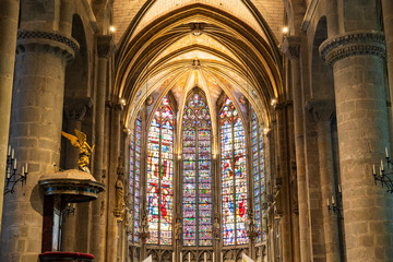 Stained Glass of the Apse from Inside the Basilica of Saint-Nazaire in Carcassonne