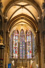 Stained Glass of the Apse from Inside the Basilica of Saint-Nazaire in Carcassonne