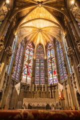 Stained Glass of the Apse from Inside the Basilica of Saint-Nazaire in Carcassonne