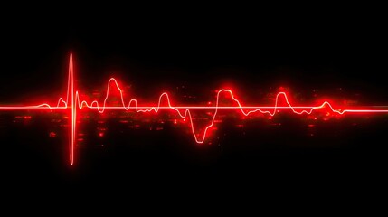 Vivid red graphical representation of a heartbeat.