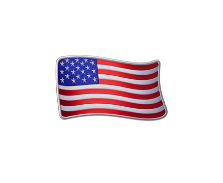 Metallic USA flag lapel pin with glossy red, white, and blue enamel and gold edges, isolated on white background. High-detail product photo for branding, editorial, or promotional use.


