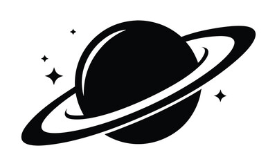 Saturn with sparkle silhouette vector, Saturn icon, Cosmos and planet vector illustration