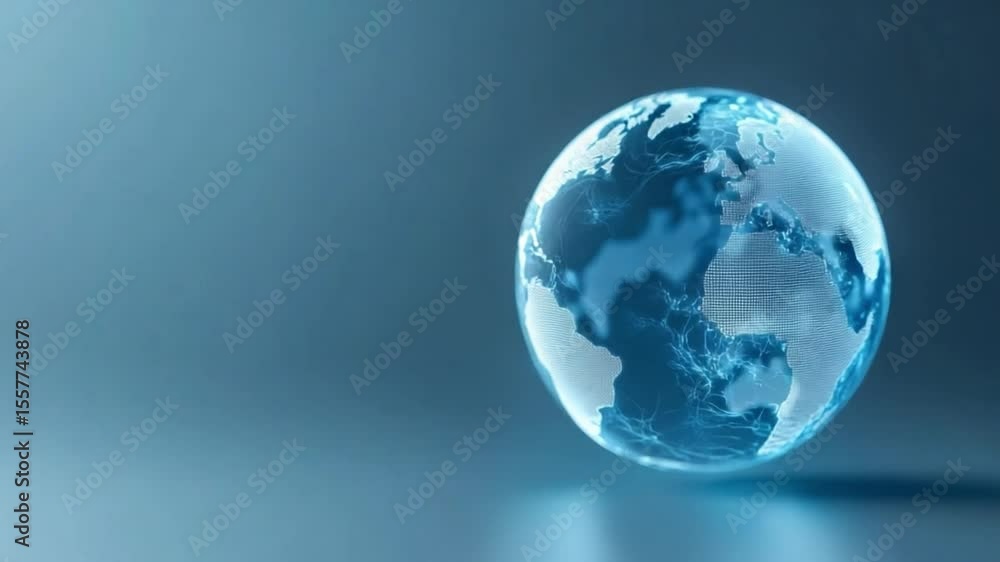 Poster global insights: a mesmerizing, glowing glass globe encapsulates our planet, its ethereal glow and t