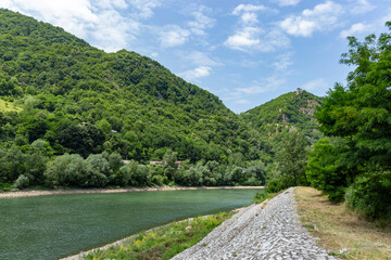 The Drina River separating Bosnia and Serbia