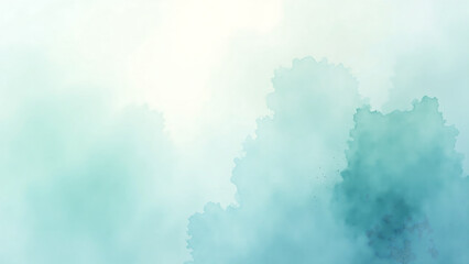 soft dreamy watercolor abstract background features gentle swirling brushstrokes muted shades blue green fading subtle
