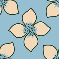 multicolor exotic hand drawn floral seamless pattern