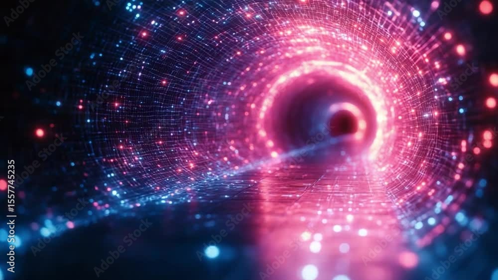 Leinwandbilder Digital Tunnel: A captivating digital tunnel of light showcases a mesmerizing display of color and intricate details, creating a sense of wonder and boundless potential. 