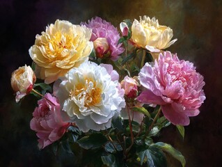 Purple iris with intricate petal patterns under diffuse light