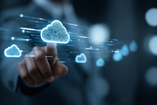 Engineer Interacts with Virtual Cloud Interface