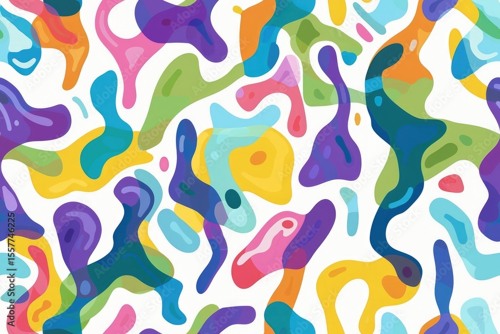 Poster colorful abstract shapes in a fluid pattern. background image of colorful liquid pattern with white 