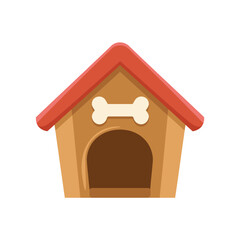Cute cartoon dog house with a bone decoration and red roof