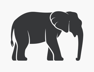 Fototapeta premium Simple Silhouette of an Elephant in a Monochromatic Design stylized dark gray silhouette elephant elephant silhouette animal wildlife mammal gray black and white
