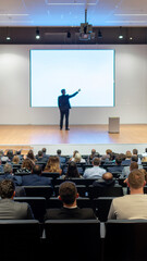 business seminar or conference in a modern event hall