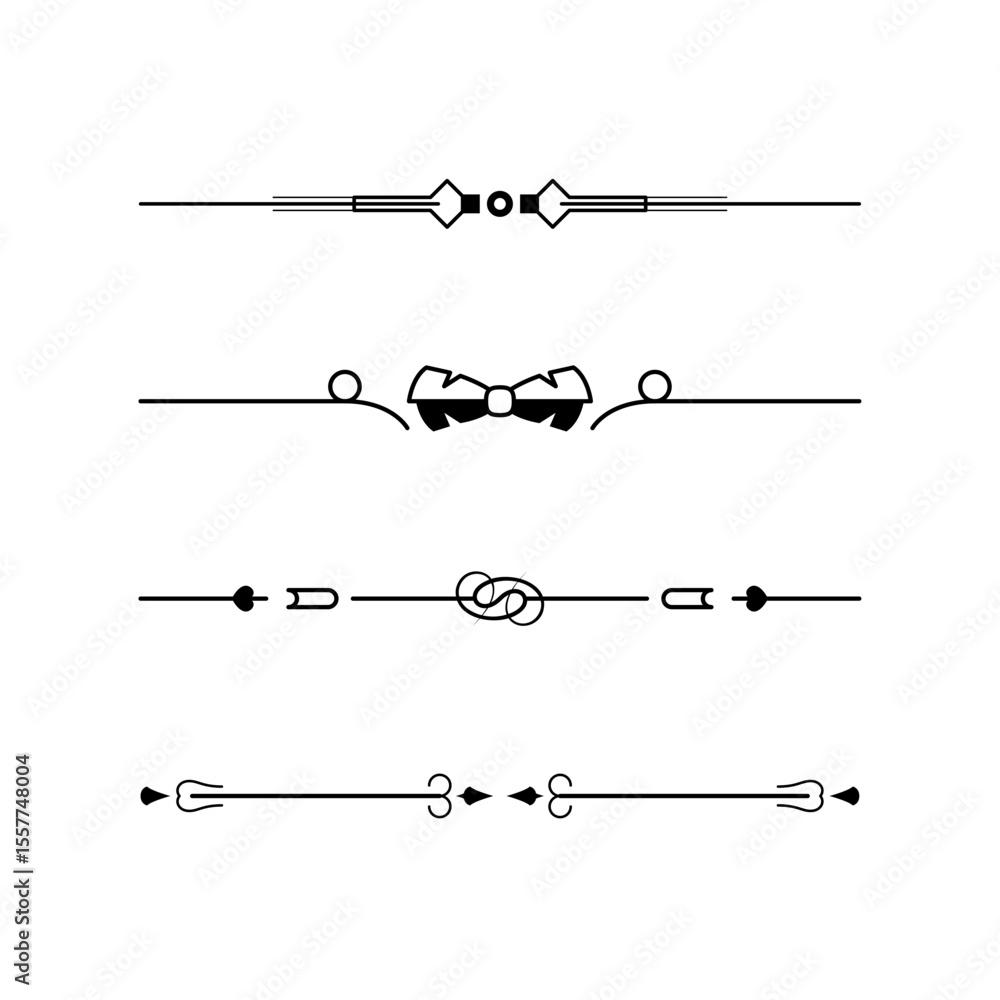 Poster set black simple line collection doodle border elements vector design style sketch isolated illustra