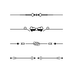 Set Black Simple Line Collection Doodle Border Elements Vector Design Style Sketch Isolated Illustration For Banner