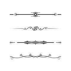 Set Black Simple Line Collection Doodle Border Elements Vector Design Style Sketch Isolated Illustration For Banner