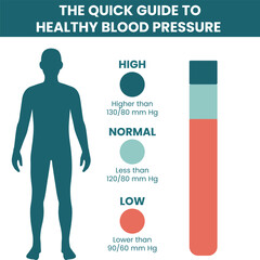 Blood Pressure Chart: High, Normal, Low Ranges Healthcare Infographic
