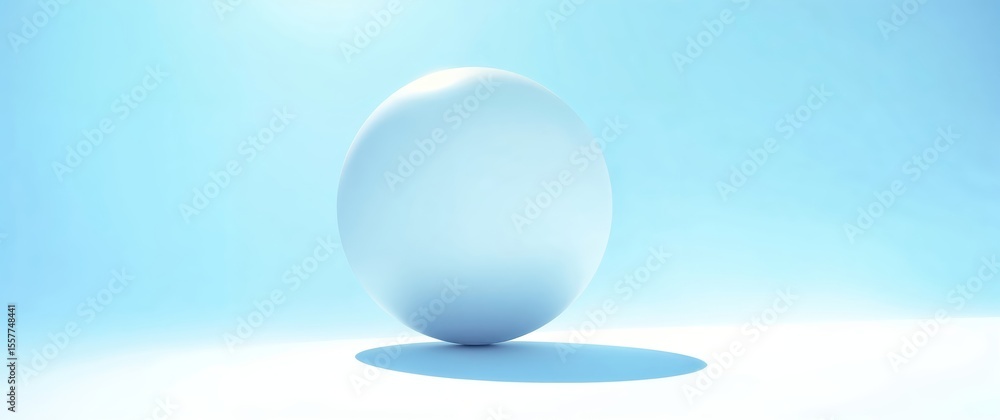 Aufkleber white sphere casting shadow on blue background with light effect