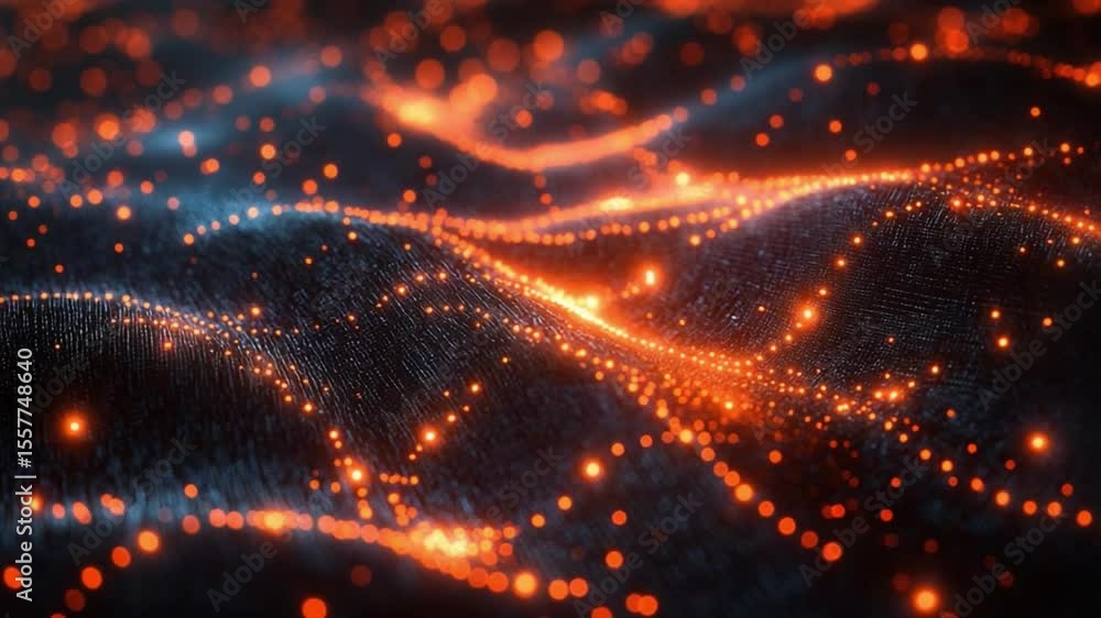 Leinwandbilder digital abstract landscape: an evocative digital artwork portraying interconnected points of light a
