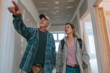 Contractor guiding homeowner through new home