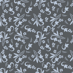 textile design with beautiful silhouette flowers pattern image