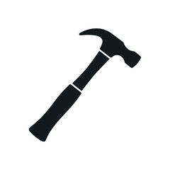 Simple Black and White Illustration of a Classic Hammer solid black silhouette claw hammer hammer tool construction repair carpenter DIY home improvement woodworking