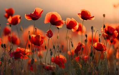 Fototapeta premium Colorful Garden with Multiple Blooming Flowers in Bright Light