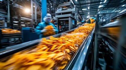 High-Speed Food Packaging in a Modern Factory
