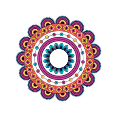 Floral Mandala: A vibrant circular mandala with intricate floral patterns and a rich palette of colors, representing the beauty of cultural art and spiritual symbolism.