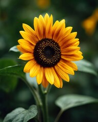 Vibrant sunflower in bright sunlight