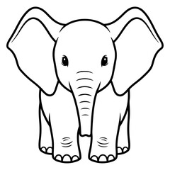 Obraz premium Adorable Cartoon Elephant Line Art Illustration for Coloring Books and Designs