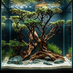 Intricate aquarium bonsai
