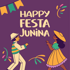 Kids Dancing Quadrilha in Festa Junina Festival