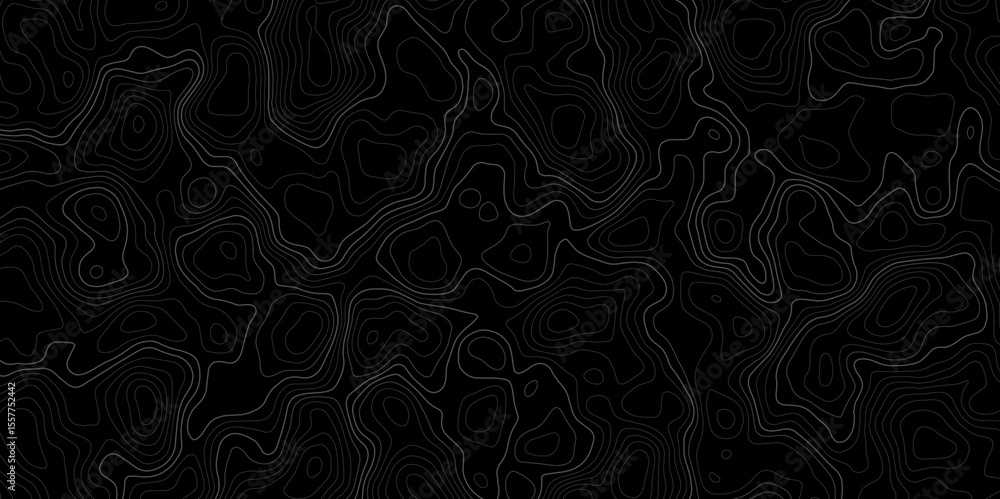 Fototapete topographic map with contour lines on a dark black background design element contour lines to repres