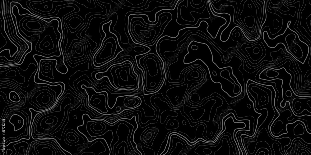 Fototapete topographic map with contour lines on a dark black background design element contour lines to repres
