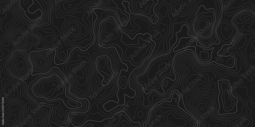 Fototapete topographic map with contour lines on a dark black background design element contour lines to repres