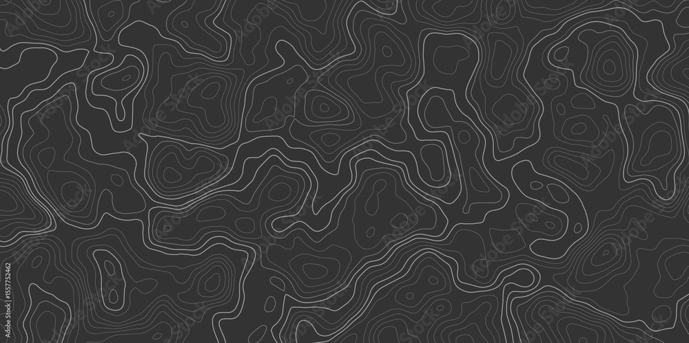 Poster dark topographic map with contour lines showing elevation on a textured surface pattern design graph