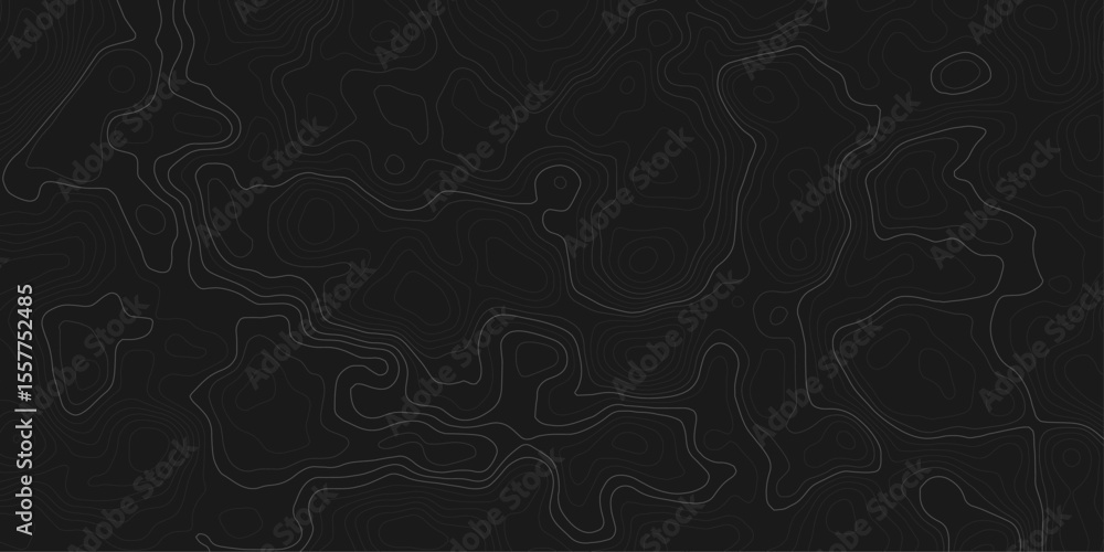 Fototapete topographic map with contour lines on a dark black background design element contour lines to repres
