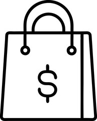 Online Shopping Cart and Bag Outline Icon Set