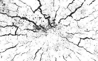 Crack paint isolated on transparent background, Vector grunge overlay texture. Black and white background.  Texture soil dry crack background pattern. Black grunge
