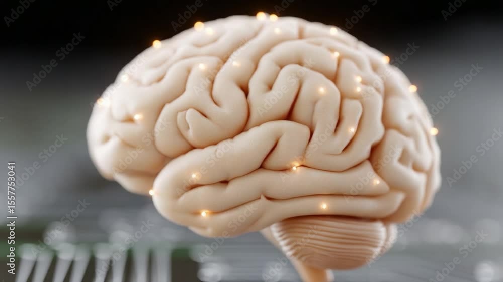 Aufkleber The Intricate Human Brain: A detailed view of a human brain with glowing neural pathways. showing the complexity and functionality of the brain. 