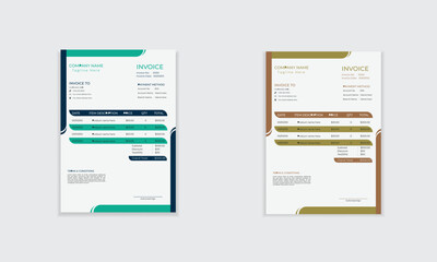 Minimal clean professional invoice template layout design for print