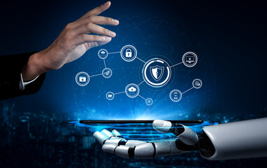 AI artificial intelligence strengthens cybersecurity with intelligent threat detection, virtual...