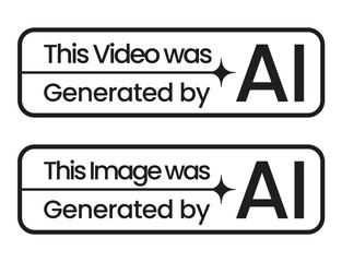ai generated image and video disclaimer label graphic in stacked layout on white background