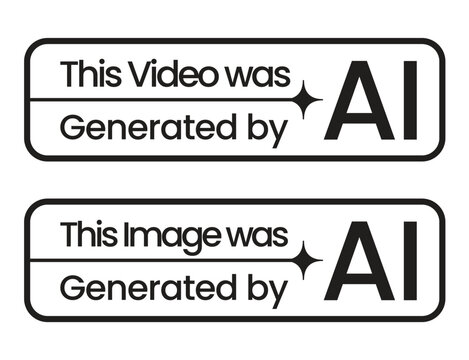 ai generated image and video disclaimer label graphic in stacked layout on white background