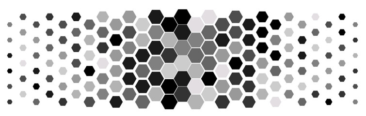 Abstract black and white geometric background pattern. Hexagon pattern with gradation. Separate layers with the ability to edit. Halftone hexagon retro simple pattern. Vector honeycomb.