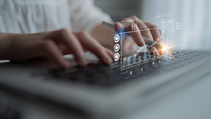 High-tech data visualization dashboard for analytics and performance tracking, including data visualization, trend, data report, and data chart. Latch