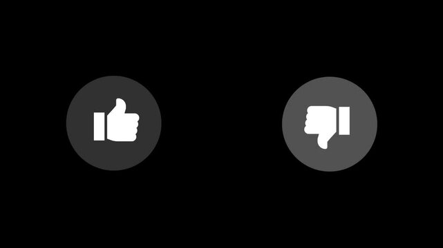 Like-dislike sign animation. Social media feedback negative attitude, worst choice. like and dislike symbol with gradient background.